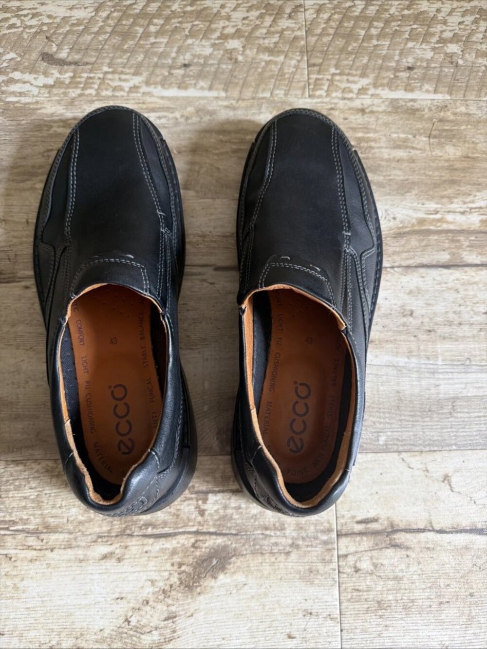 ECCO Fusion II Slip On Loafers Shoes Black Leather Men’s US 9.5 EU43 - Picture 6 of 8